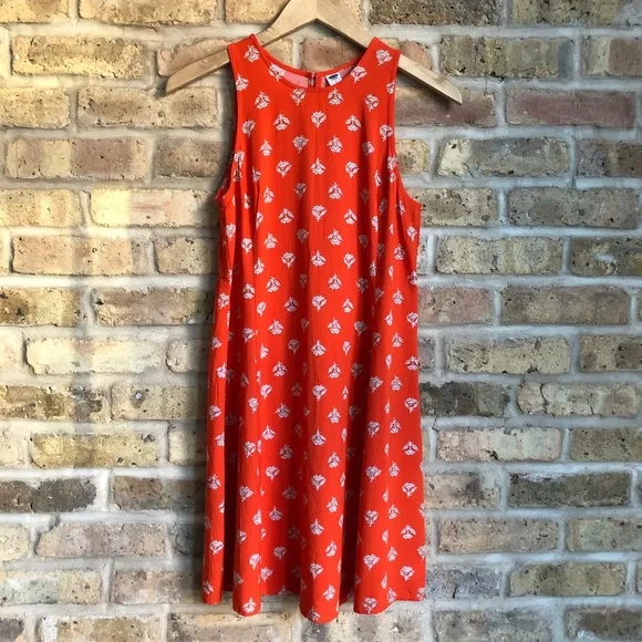 Old Navy | Dresses | Old Navy Orange Swing Dress With White Floral Pattern  | Poshmark